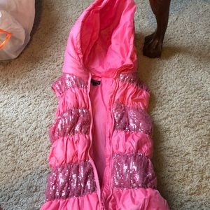 Kids poofy jacket vest with hoodie
